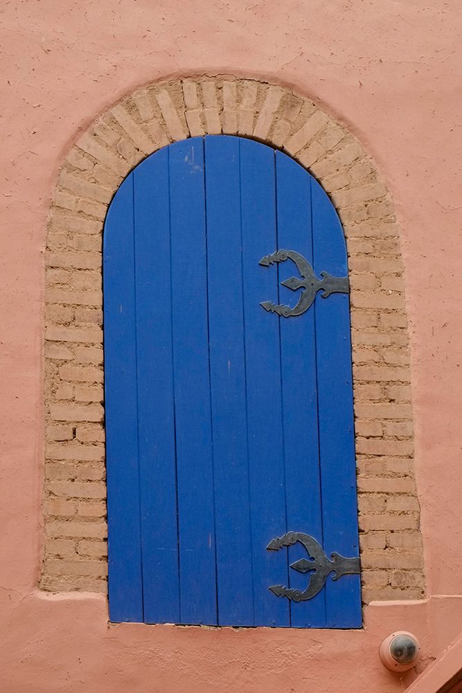 Marrakech-Morocco Blue gate situated on old wall